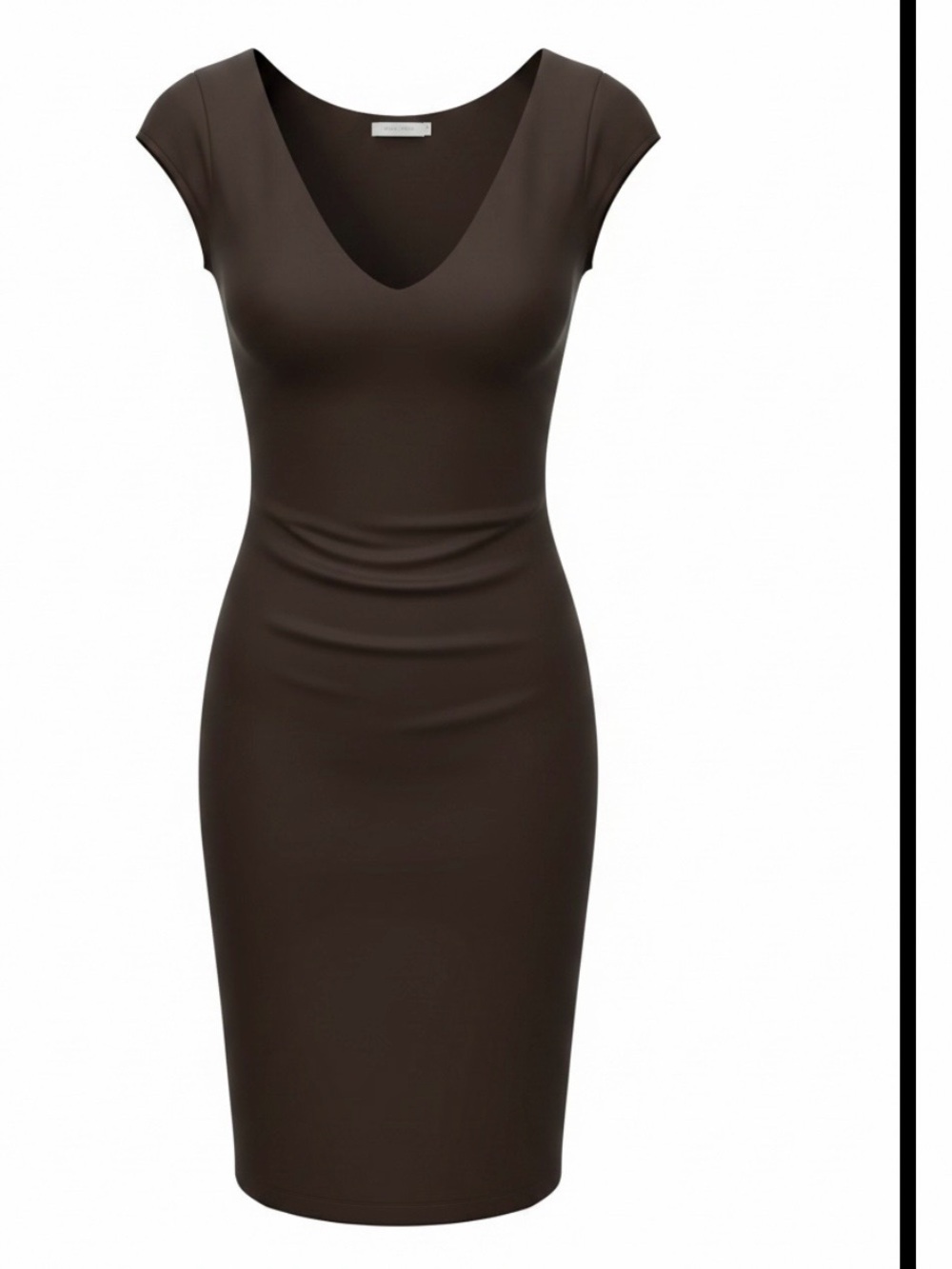 🌸SYM1 - Sleek V-Neck Bodycon Dress in Chocolate Brown🤎
